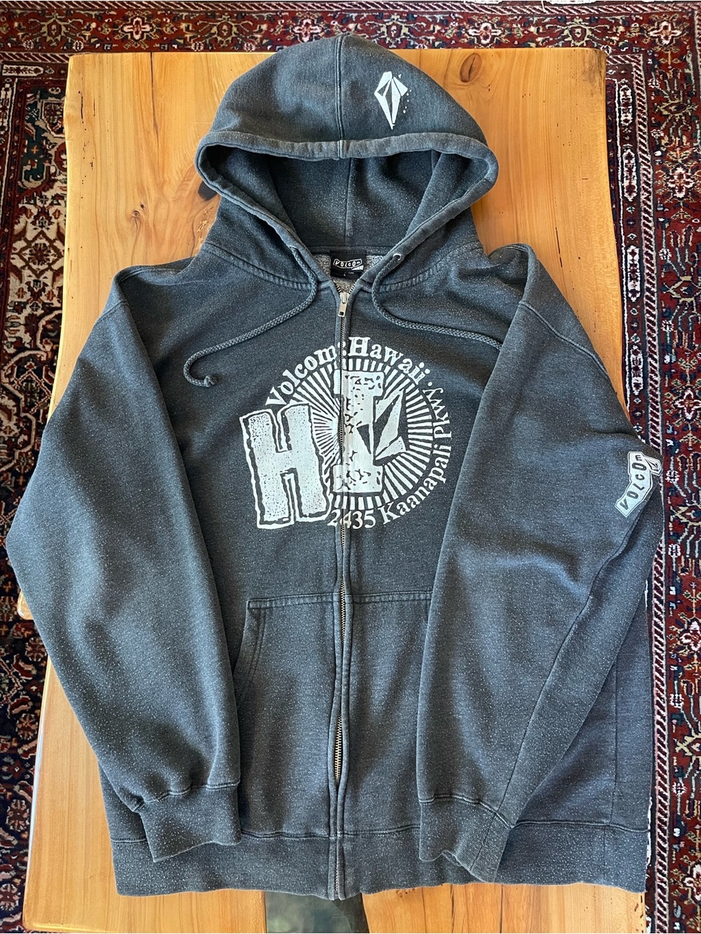 Y2K Volcom Hawaii Surf Hooded Zip Sweater Large
